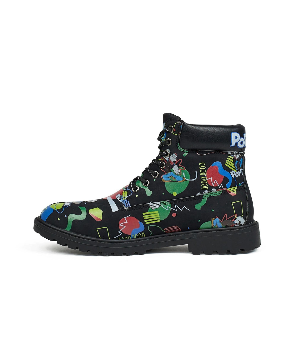 Reason Clothing Customer Favorite Popeye X Reason Collab Faux Suede Graffiti Print Boots - Black