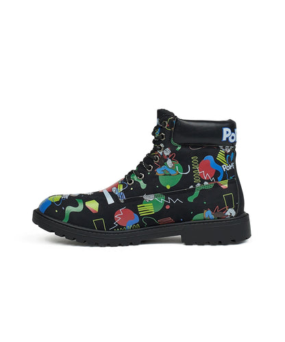 Reason Clothing Customer Favorite Popeye X Reason Collab Faux Suede Graffiti Print Boots - Black