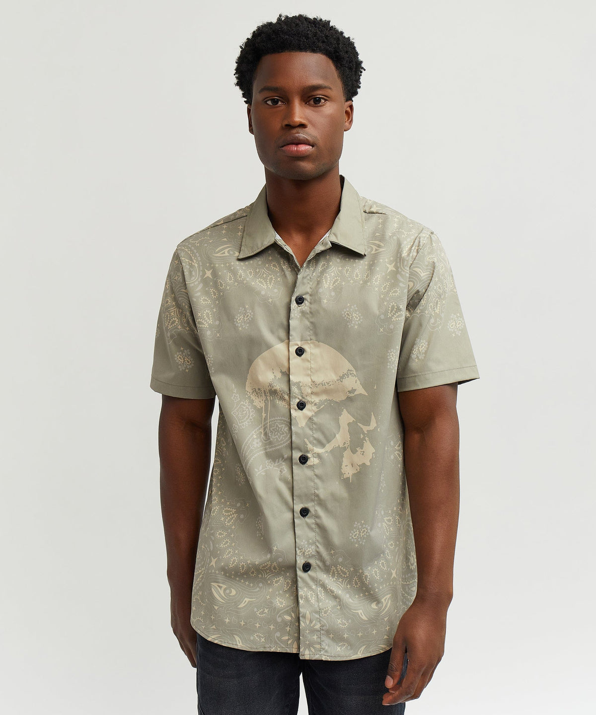 Reason Clothing Discount Skull Paisley Ss Shirt