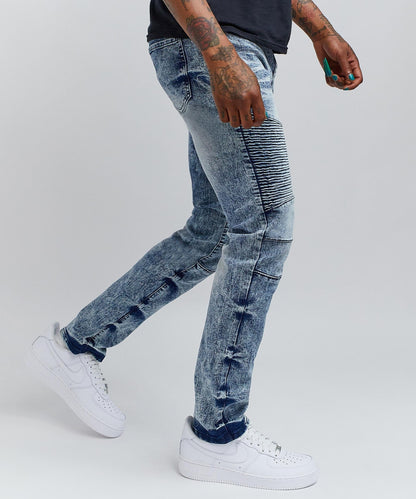 Reason Clothing Special Offer Wright Washed Denim Jeans - Blue