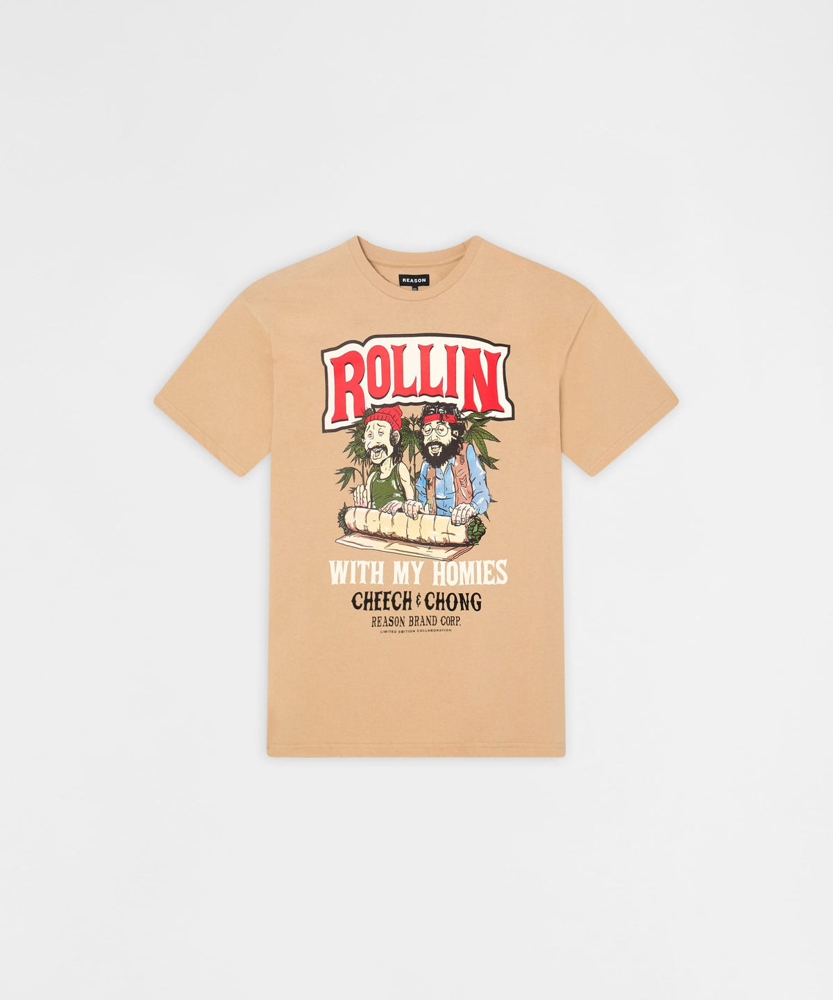 Reason Clothing Deals Cheech & Chong Keep Rollin On Graphic Short Sleeve Tee - Khaki