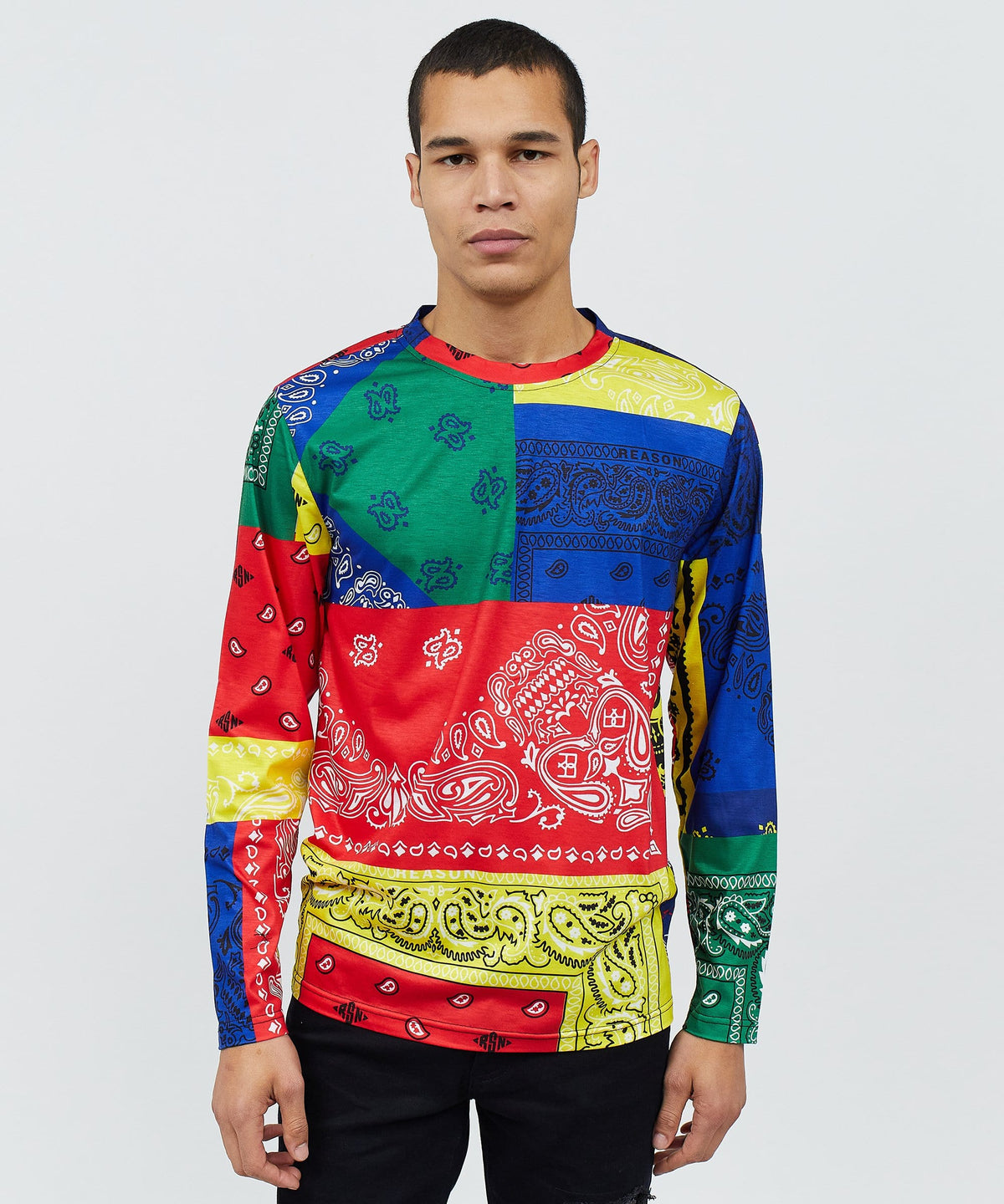 Reason Clothing Quality Bandana Multi Colored Long Sleeve Tee