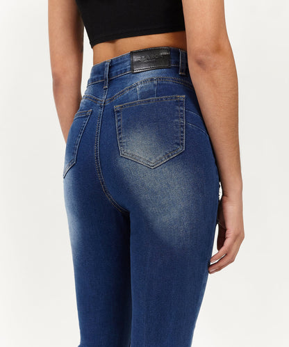 Reason Clothing Everyday Womens Avas Medium Wash Ripped Jeans