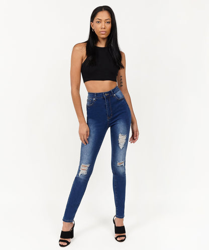 Reason Clothing Everyday Womens Avas Medium Wash Ripped Jeans
