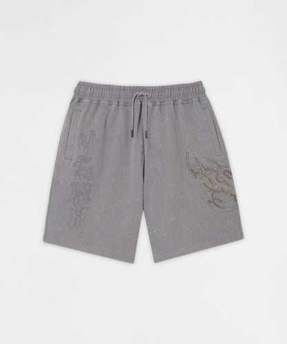 Reason Clothing Classic Plus Size Legends Acid Washed Short - Grey