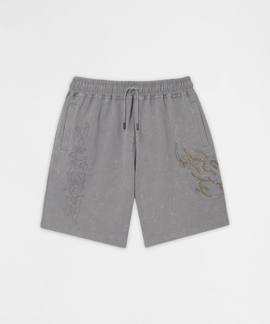 Reason Clothing Classic Plus Size Legends Acid Washed Short - Grey