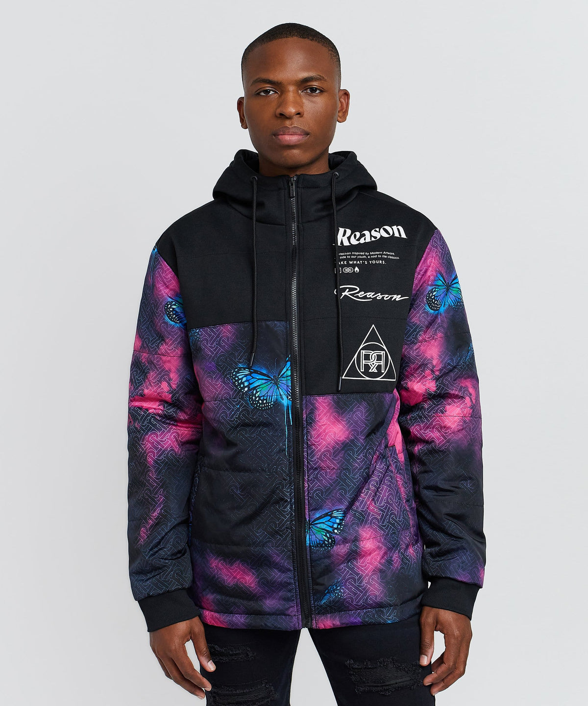 Reason Clothing Featured Butterfly Hybrid Logo Jacket With Hoodie