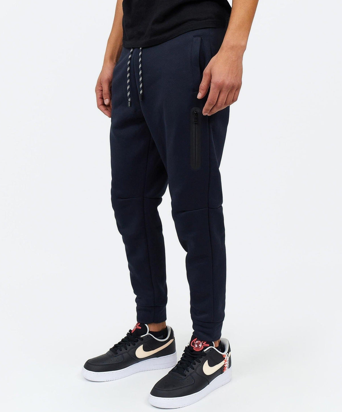 Reason Clothing Classic Jeff Slim Fit Navy Jogger With Side Zip Pocket