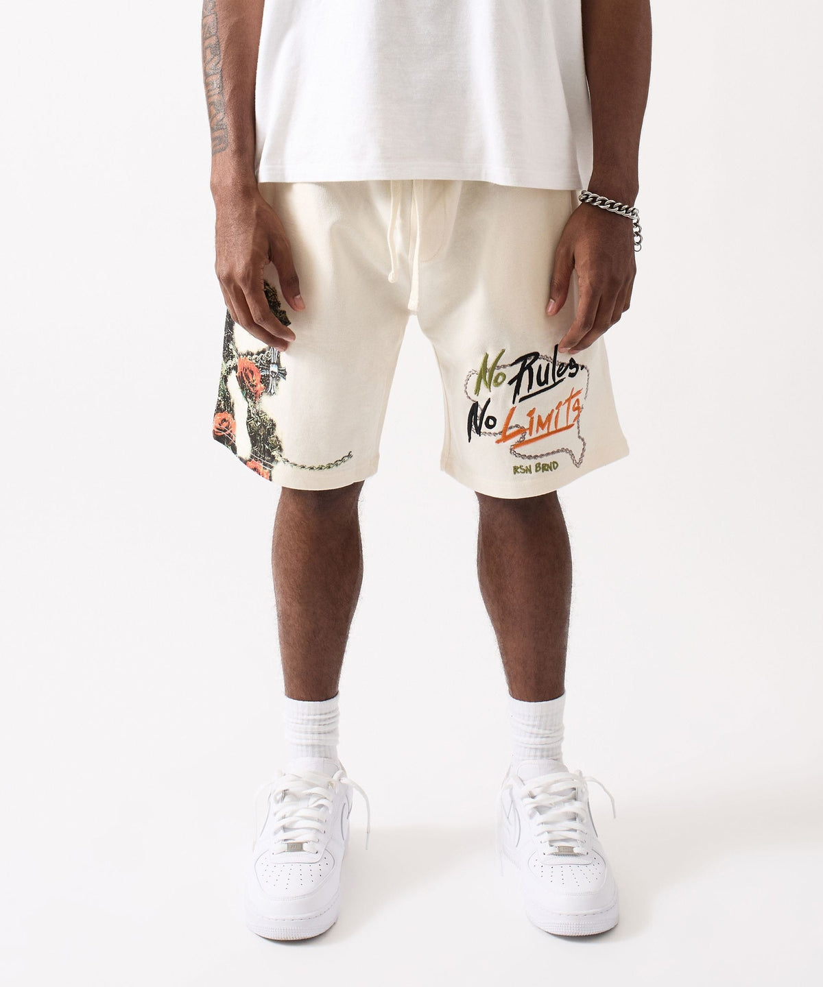Reason Clothing Trusted Mercy No Rules Embroidered Short - Cream