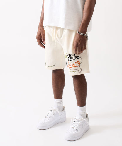 Reason Clothing Trusted Mercy No Rules Embroidered Short - Cream