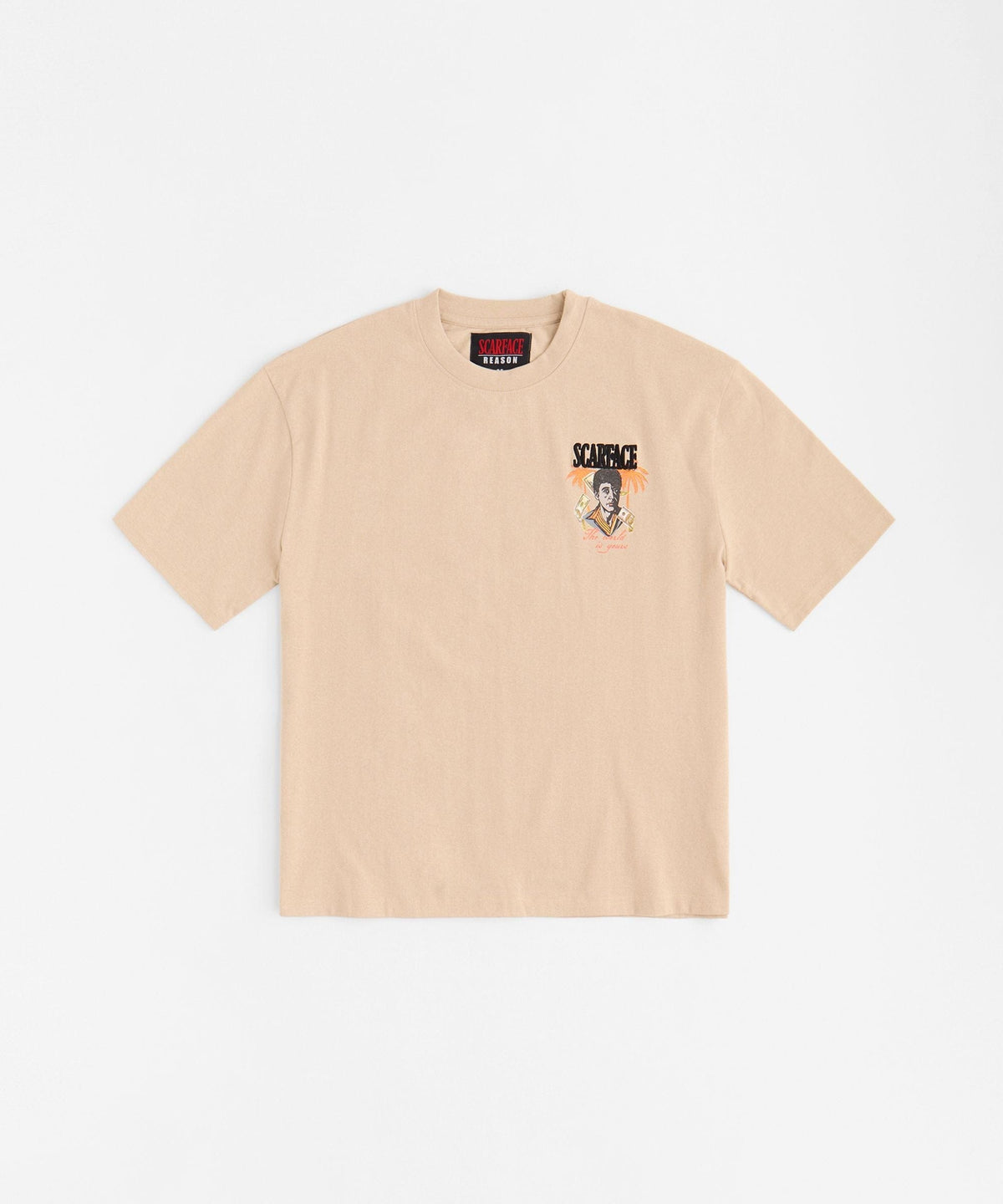 Reason Clothing Essential Scarface Money Embroidered Short Sleeve Tee - Khaki
