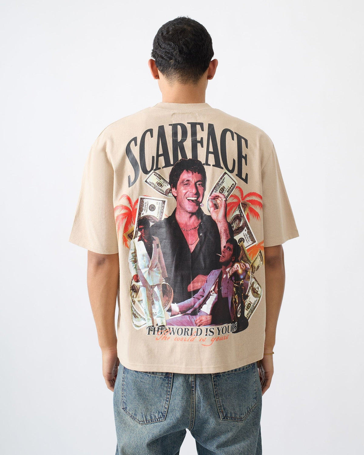 Reason Clothing Essential Scarface Money Embroidered Short Sleeve Tee - Khaki