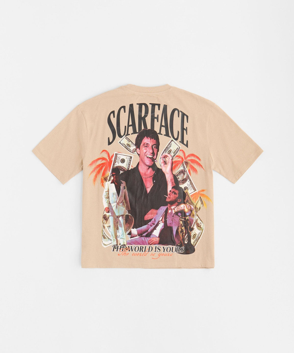Reason Clothing Essential Scarface Money Embroidered Short Sleeve Tee - Khaki
