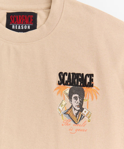 Reason Clothing Essential Scarface Money Embroidered Short Sleeve Tee - Khaki