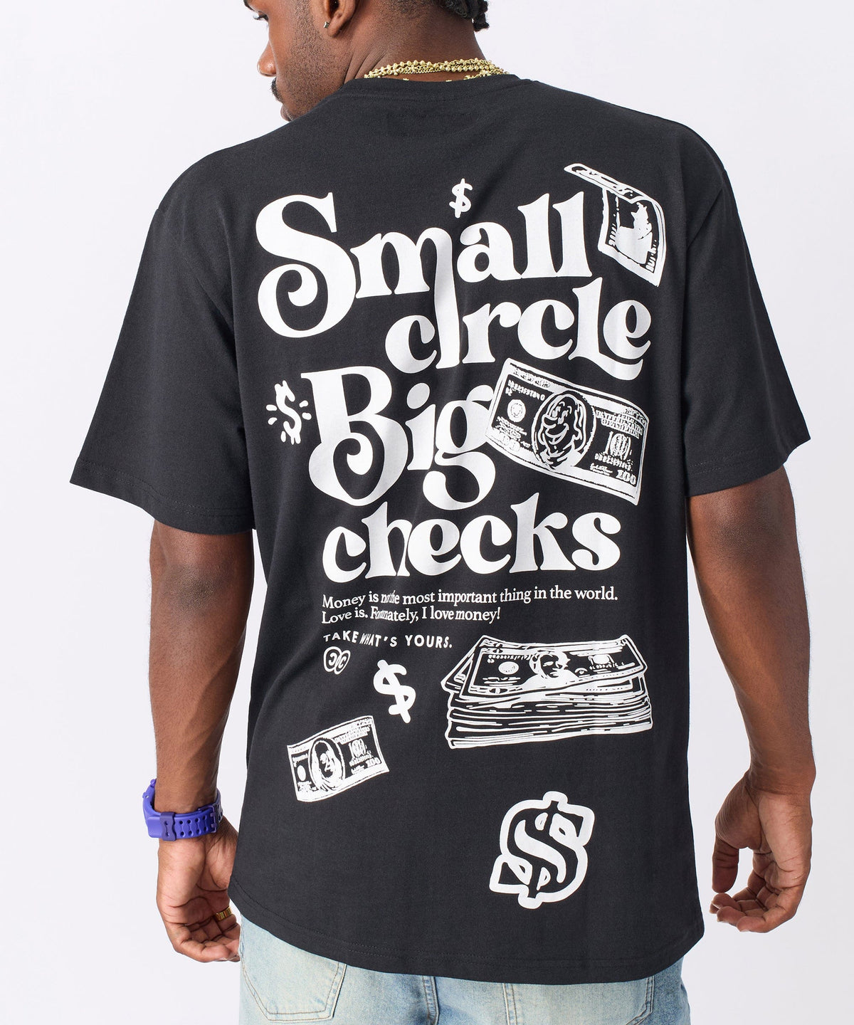 Reason Clothing Exclusive Big Checks Embroidered Short Sleeve Tee - Black