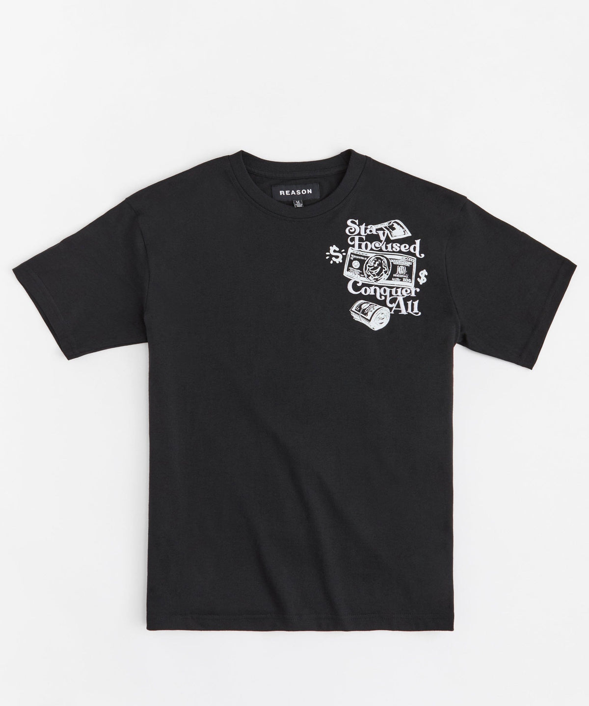 Reason Clothing Exclusive Big Checks Embroidered Short Sleeve Tee - Black