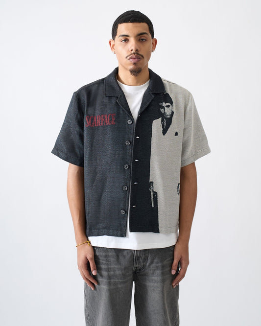 Reason Clothing Deals Scarface Tapestry Button Down - Black/White