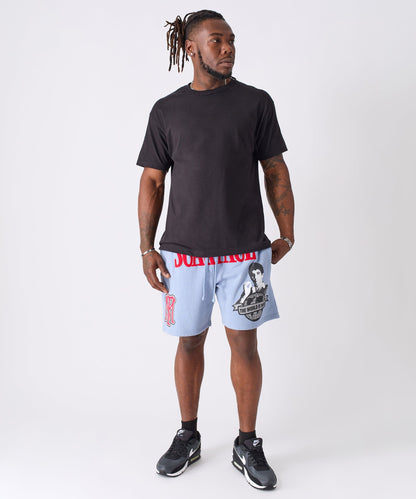 Reason Clothing Hot Sale Scarface Applique Fleece Short - Light Blue