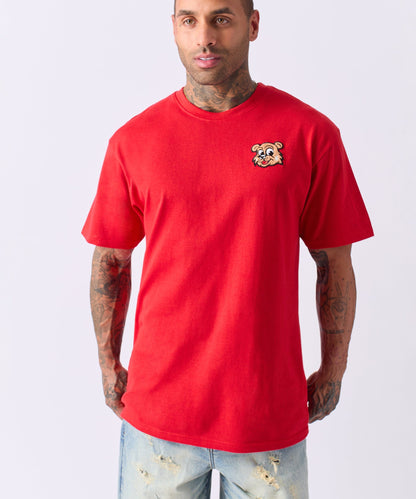 Reason Clothing Latest Cub Chenille Patched Short Sleeve Tee - Red