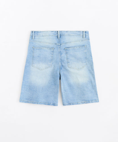 Reason Clothing Quality Dunes Rip and Repaired Denim Shorts - Medium Blue