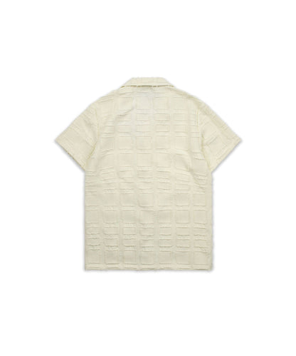 Reason Clothing Smart Buy Textured Blocked Button Down Shirt - Cream