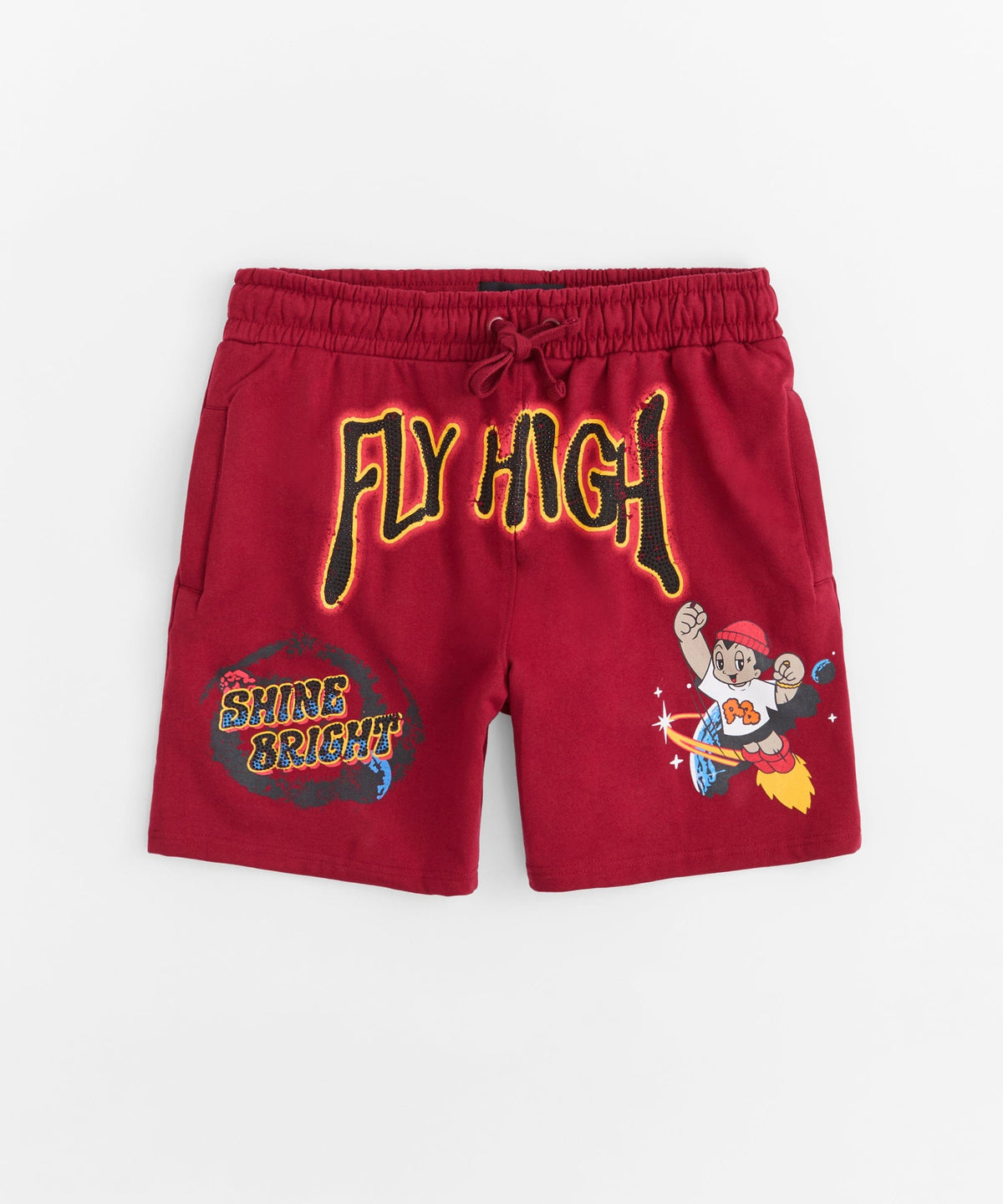 Reason Clothing New Fly High Rhinestone Fleece Short - Mauve