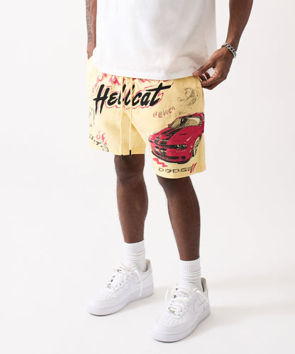 Reason Clothing Recommended Dodge Hellcat Fleece Short - Tan
