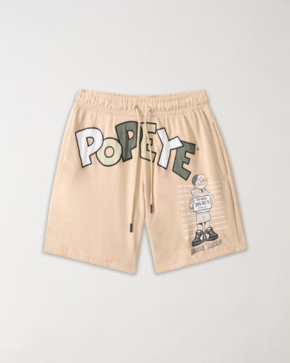 Reason Clothing Deals Popeye Mugshot Fleece Short - Tan