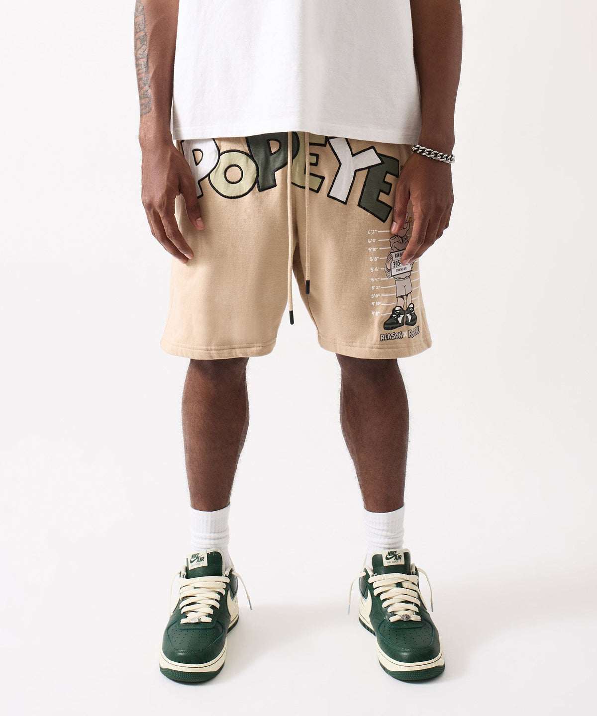 Reason Clothing Deals Popeye Mugshot Fleece Short - Tan