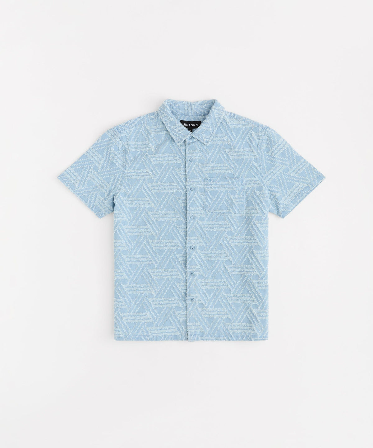 Reason Clothing Trending Textured Geometric Button Down Shirt - Light Blue