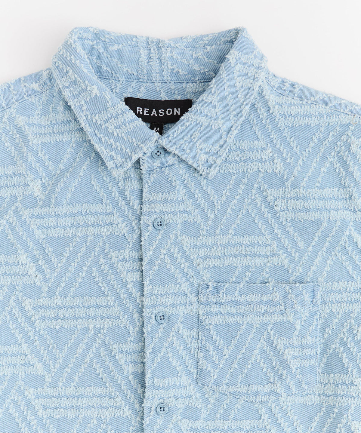 Reason Clothing Trending Textured Geometric Button Down Shirt - Light Blue