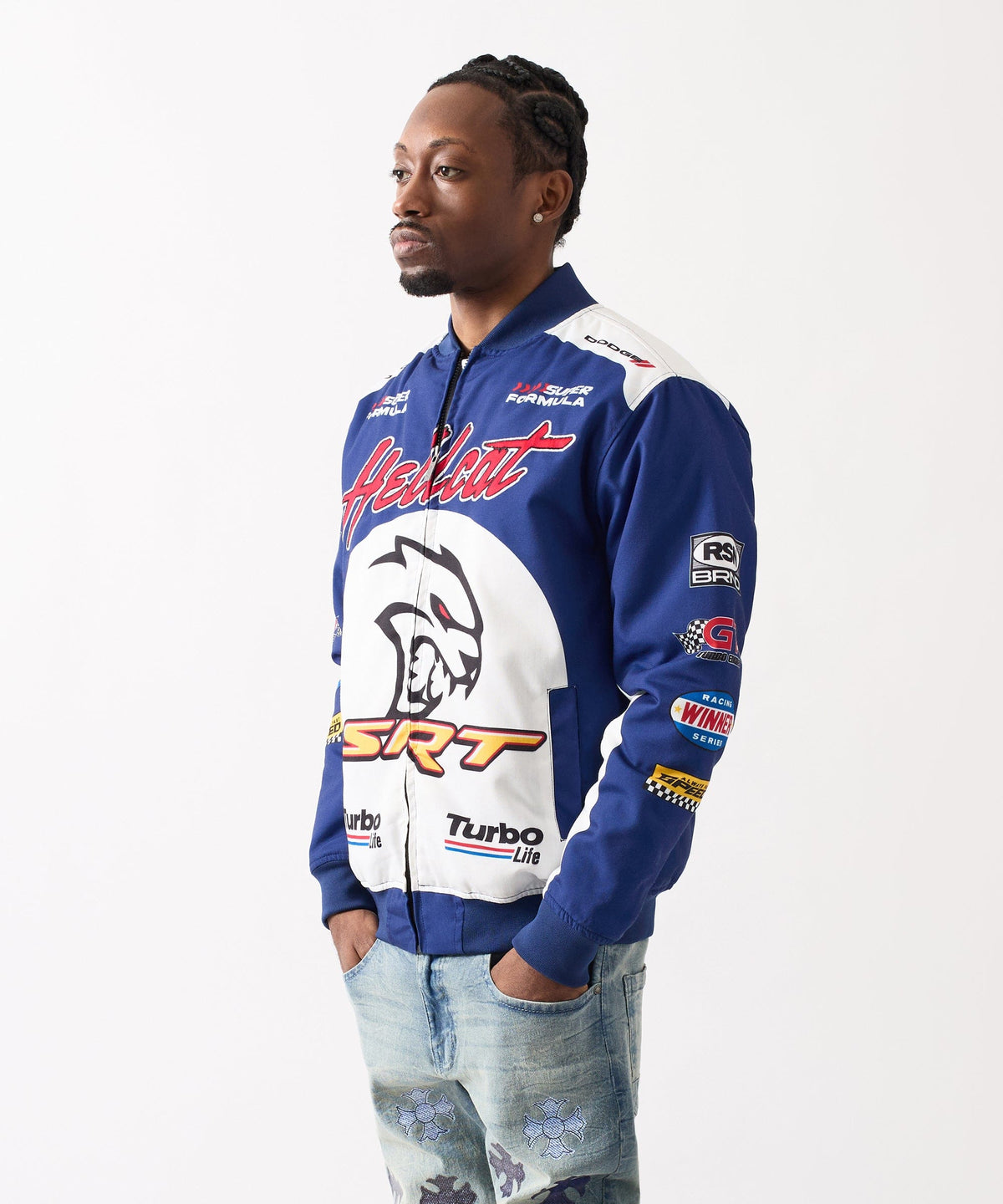 Reason Clothing Best Price Dodge Hellcat Racing Full Zip Jacket - Blue