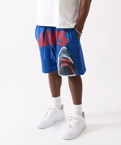 Reason Clothing Sale Jaws Fleece Short - Blue