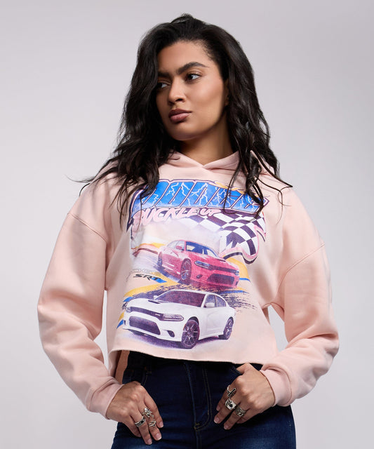 Reason Clothing Signature Womens Dodge Buckle Up Crop Hoodie