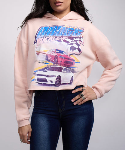Reason Clothing Signature Womens Dodge Buckle Up Crop Hoodie