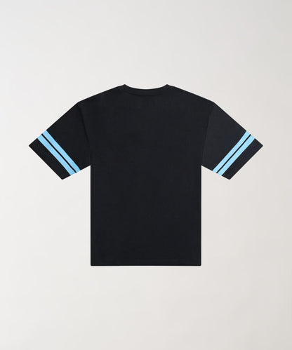 Reason Clothing Deals Plus Size Football Applique Short Sleeve Tee - Black
