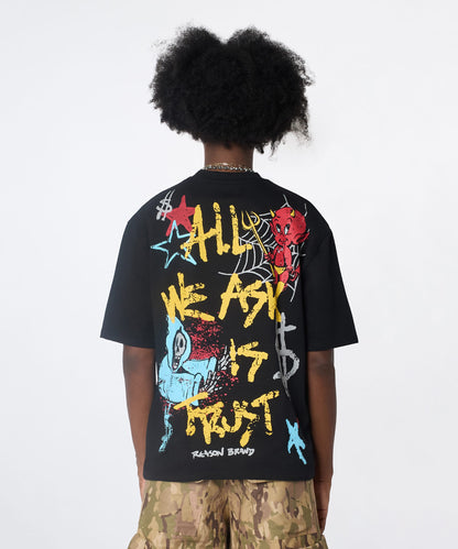 Reason Clothing Trending All We Ask Is Trust Graphic Short Sleeve Tee - Black