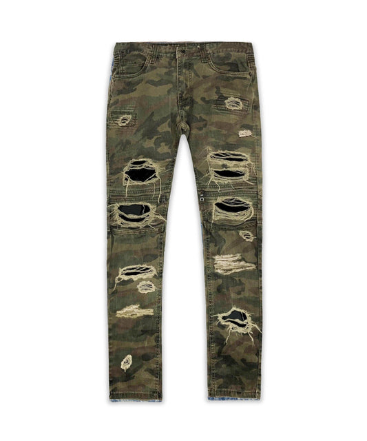 Reason Clothing Discount Distressed Camo Denim Pant