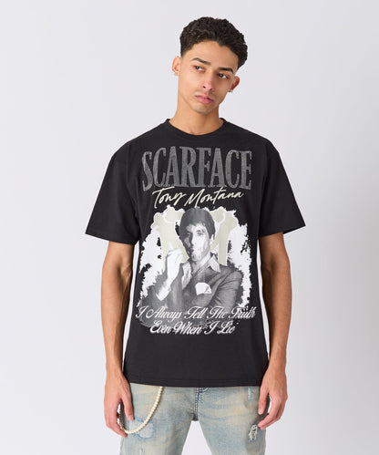 Reason Clothing Latest Scarface Tony Rhinestones Tee - Black