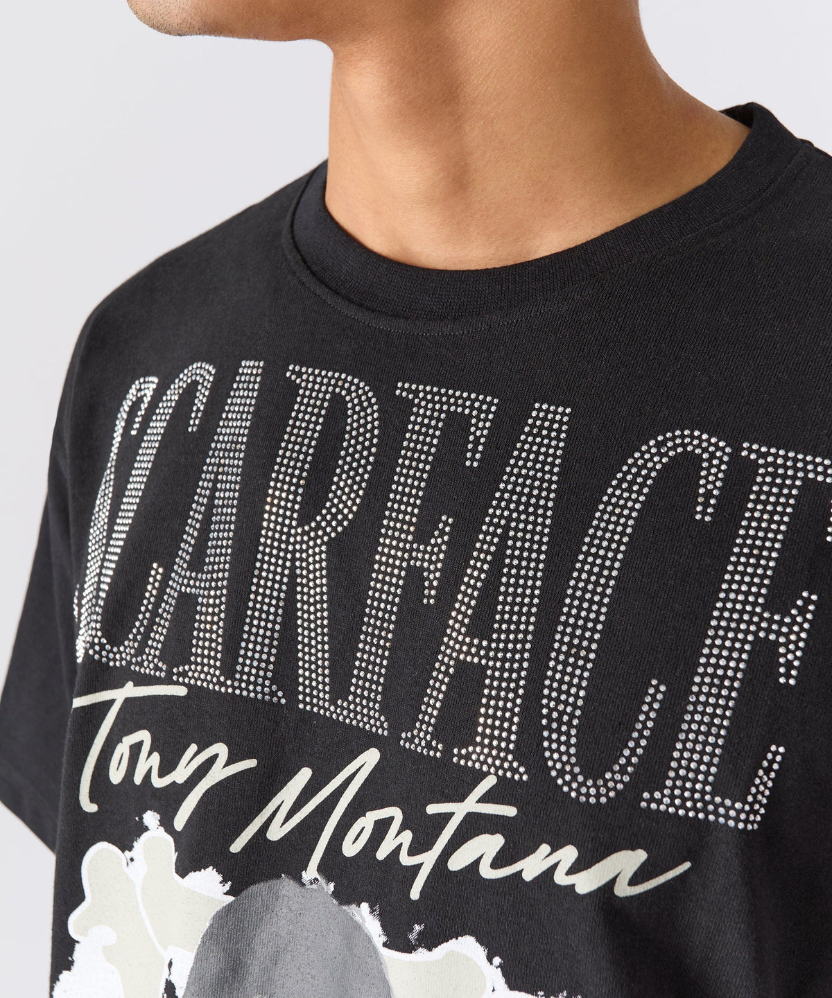 Reason Clothing Latest Scarface Tony Rhinestones Tee - Black