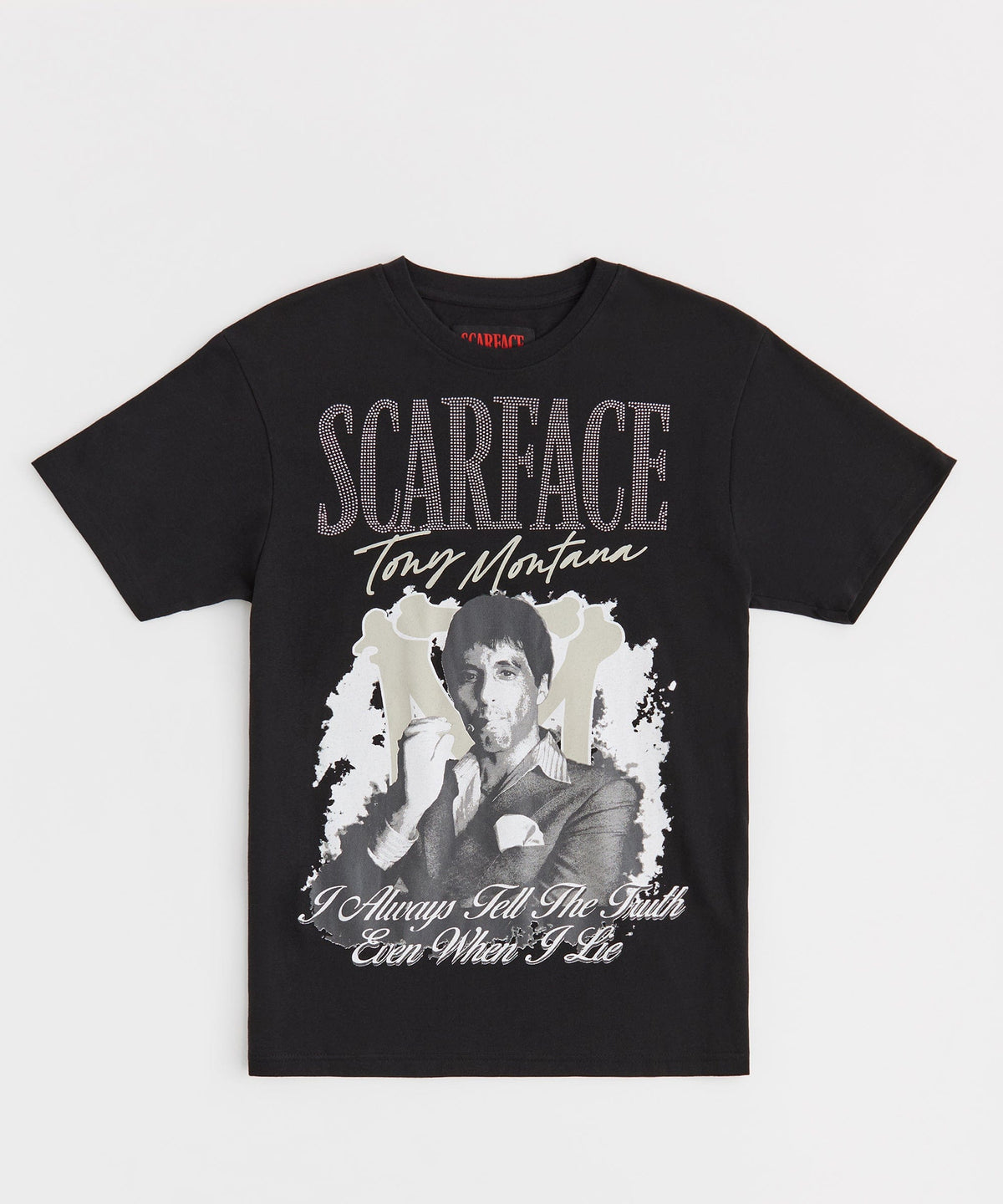 Reason Clothing Latest Scarface Tony Rhinestones Tee - Black