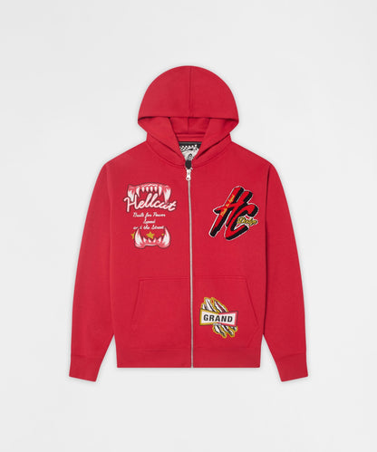 Reason Clothing Deals Hellcat Full Zip Hoodie - Red