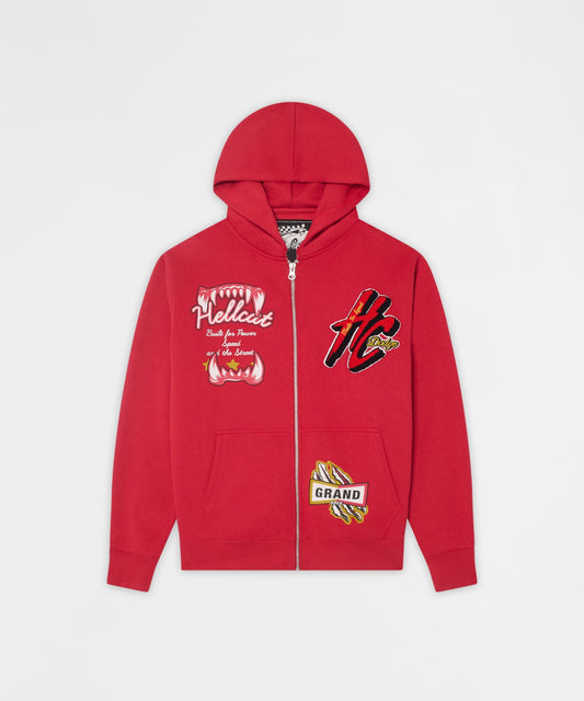 Reason Clothing Deals Hellcat Full Zip Hoodie - Red