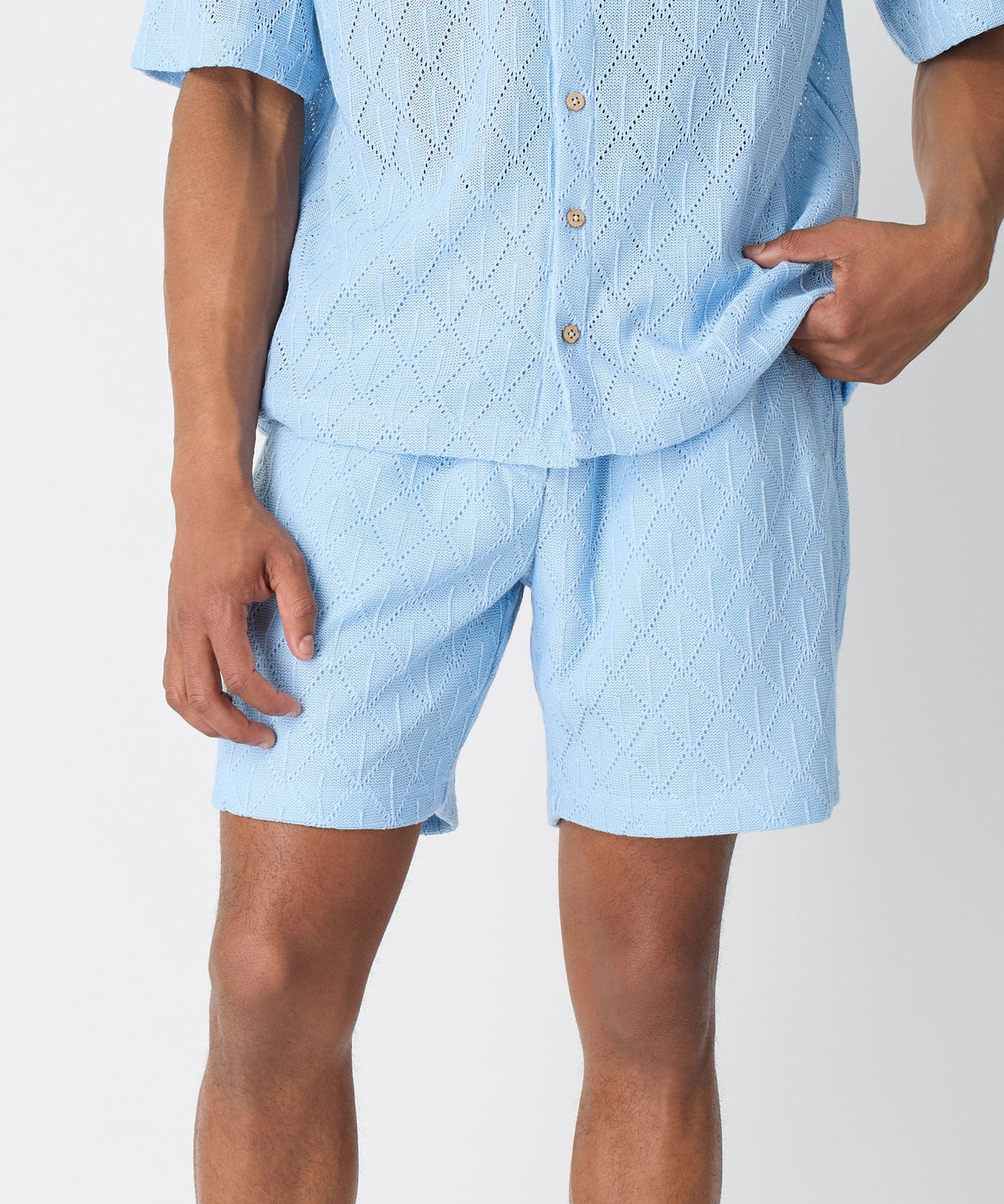 Reason Clothing Great Value Diamond Plate Towel Short - Light Blue