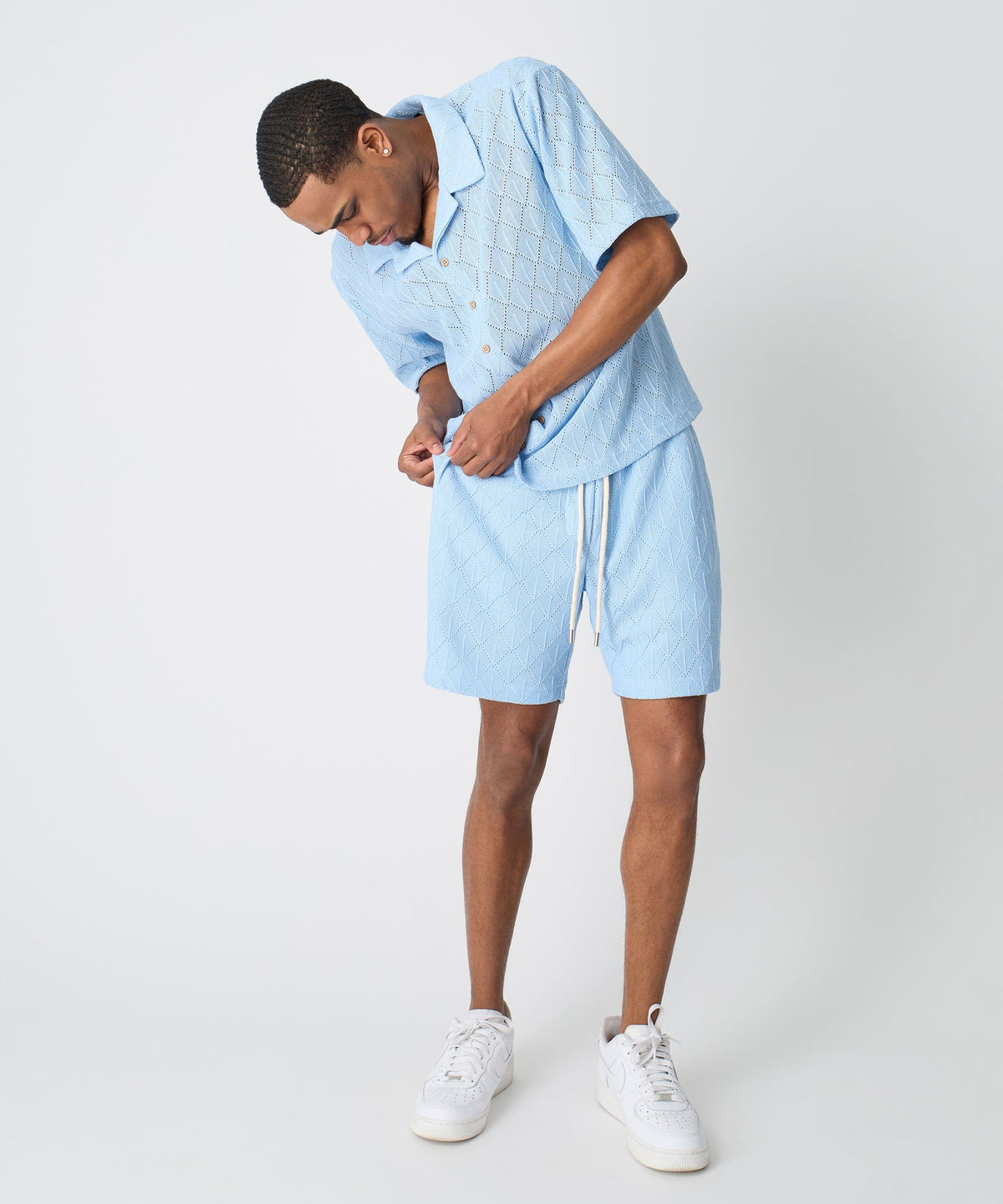 Reason Clothing Great Value Diamond Plate Towel Short - Light Blue