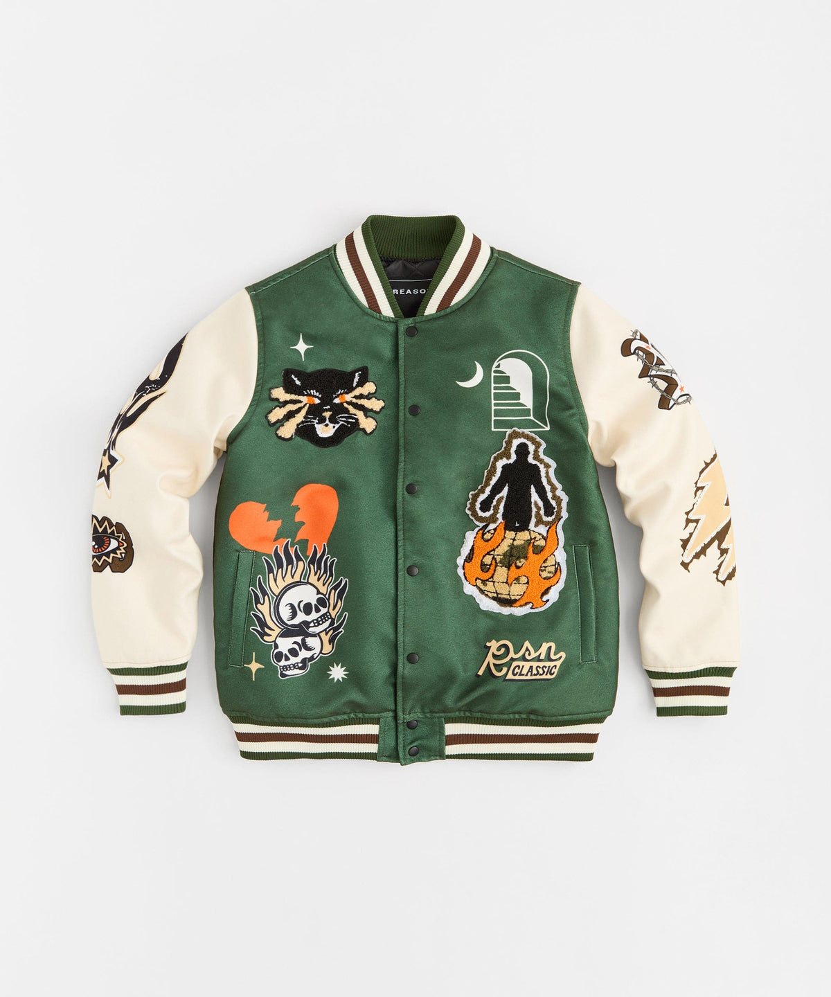 Reason Clothing Great Value Rise Above Varsity Jacket - Green