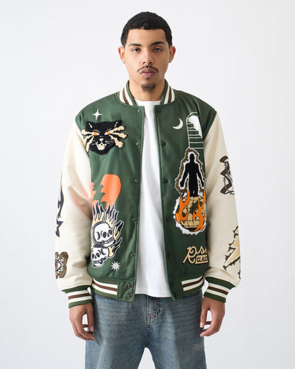 Reason Clothing Great Value Rise Above Varsity Jacket - Green