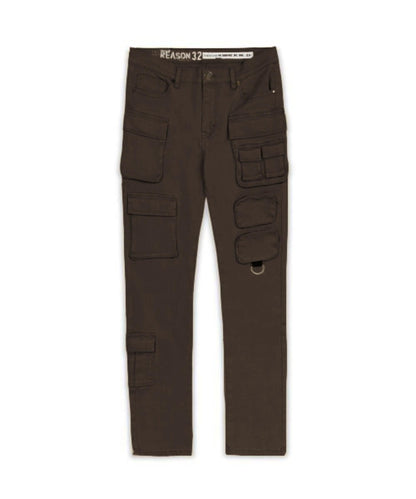 Reason Clothing Special Offer Multi Pocket Denim Jeans - Brown