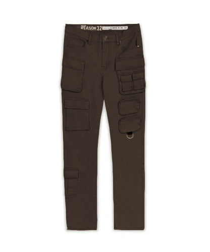 Reason Clothing Special Offer Multi Pocket Denim Jeans - Brown