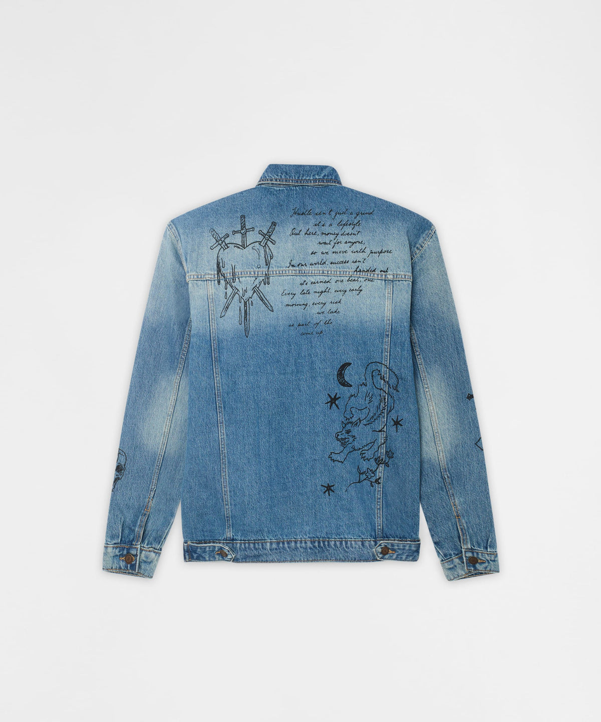 Reason Clothing Signature Stenciled Sinners Denim Jacket - Light Blue